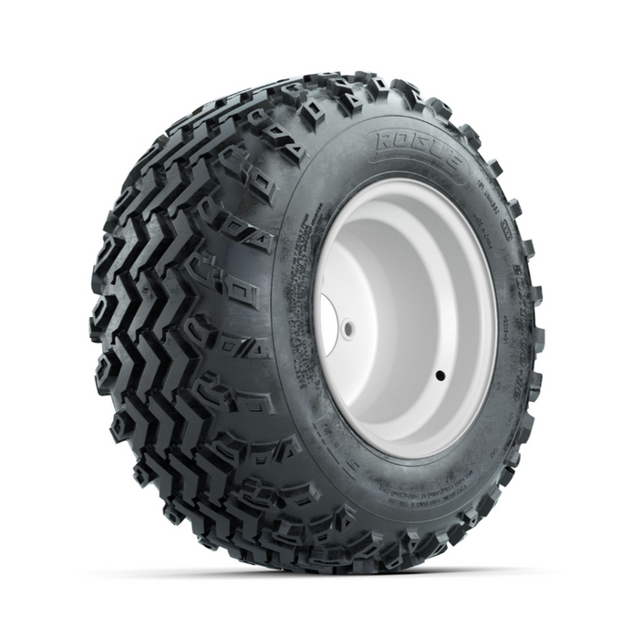 GTW Steel White 3:5 Offset 10 in Wheels with 20x10.00-10 Rogue All Terrain Tires - Full Set