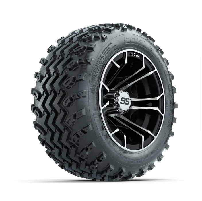 GTW Spyder Machined/Black 10 in Wheels with 18x9.50-10 Rogue All Terrain Tires - Full Set