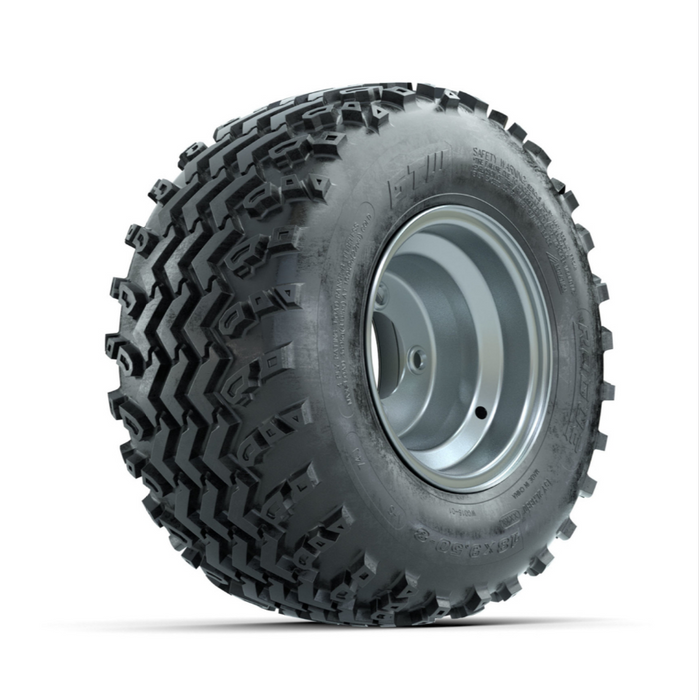 GTW Steel Silver Centered 8 in Wheels with 18x9.50-8 Rogue All Terrain Tires - Full Set