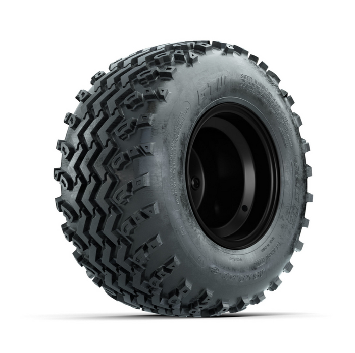 GTW Steel Matte Black 2:5 Offset 8 in Wheels with 18x9.50-8 Rogue All Terrain Tires - Full Set