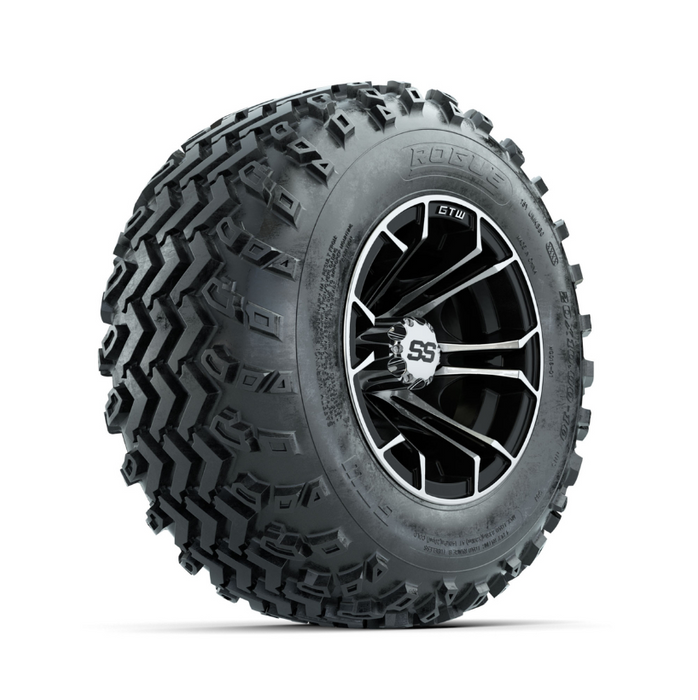 GTW Spyder Machined/Black 10 in Wheels with 20x10.00-10 Rogue All Terrain Tires - Full Set