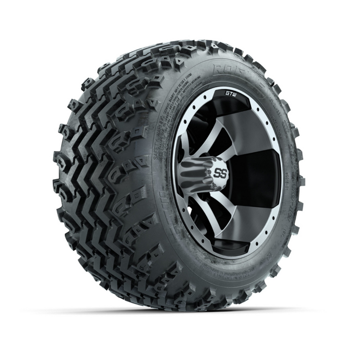 GTW Storm Trooper Machined/Black 10 in Wheels with 18x9.50-10 Rogue All Terrain Tires - Full Set