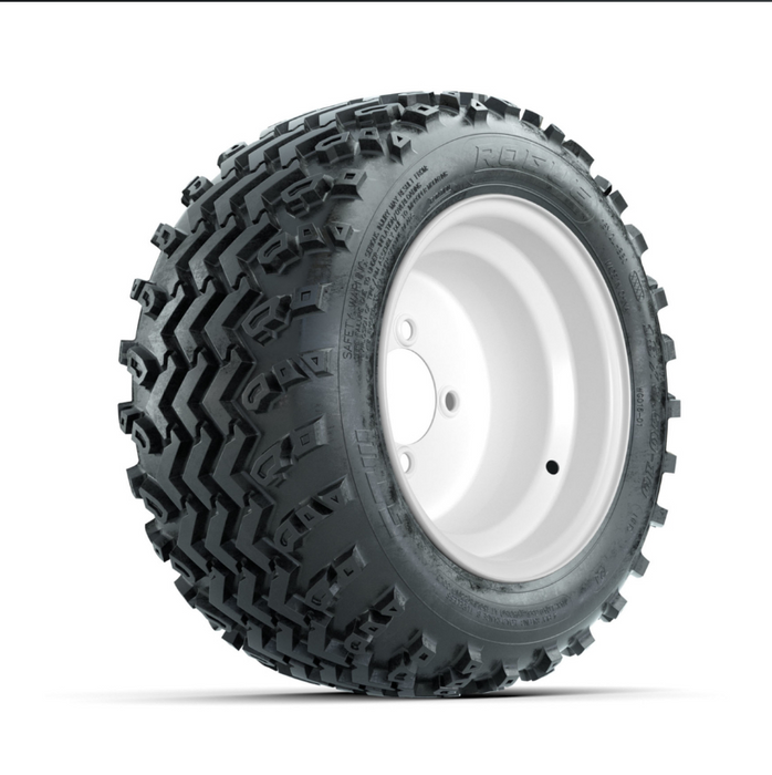 GTW Steel White Centered 10 in Wheels with 18x9.50-10 Rogue All Terrain Tires - Full Set