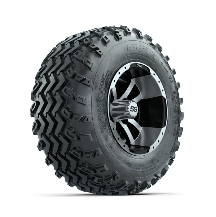 GTW Storm Trooper Machined/Black 10 in Wheels with 20x10.00-10 Rogue All Terrain Tires - Full Set
