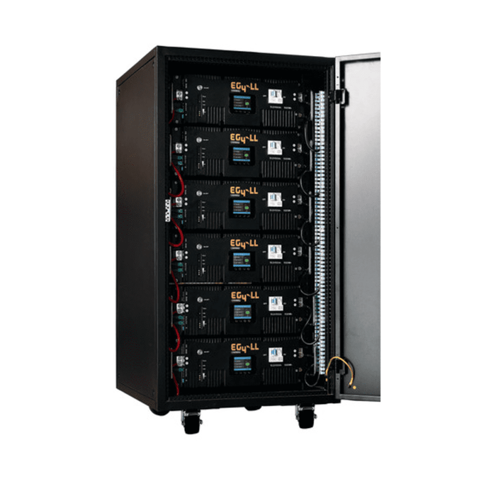 EG4 LL Lithium Batteries Kit (V2) | 30.72kWh | 6 Server Rack Batteries With Pre-Assembled Enclosed Rack | With Door & Wheels | Busbar Covers