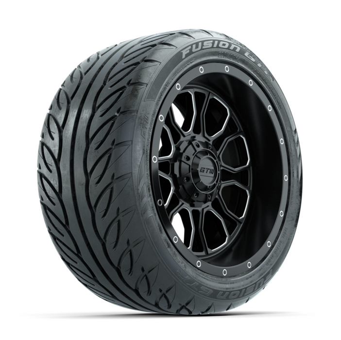 GTW Volt Machined/Black 14 in Wheels with 225/40-R14 Fusion GTR Street Tires - Full Set