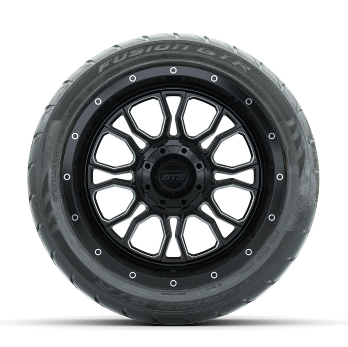 GTW Volt Machined/Black 14 in Wheels with 225/40-R14 Fusion GTR Street Tires - Full Set