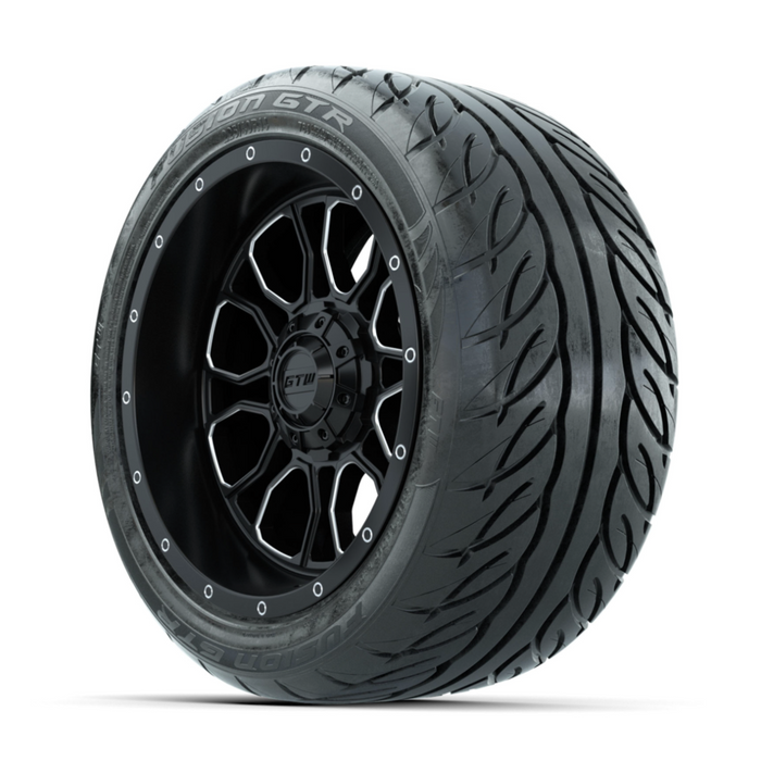 GTW Volt Machined/Black 14 in Wheels with 225/40-R14 Fusion GTR Street Tires - Full Set