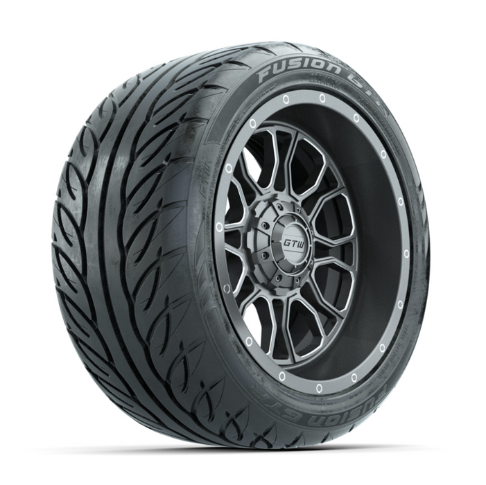 GTW Volt Gunmetal 14 in Wheels with 225/40-R14 Fusion GTR Street Tires - Full Set