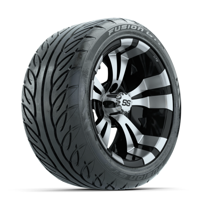 GTW Vampire Machined/Black 14 in Wheels with 225/40-R14 Fusion GTR Street Tires - Full Set