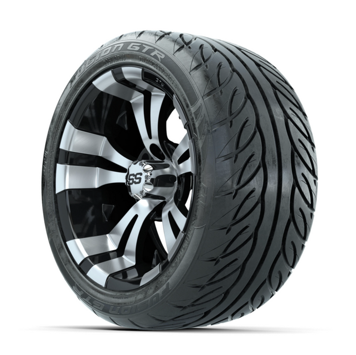 GTW Vampire Machined/Black 14 in Wheels with 225/40-R14 Fusion GTR Street Tires - Full Set