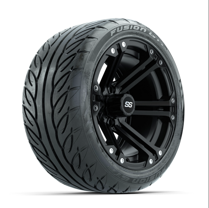 GTW Specter Matte Black 14 in Wheels with 225/40-R14 Fusion GTR Street Tires - Full Set