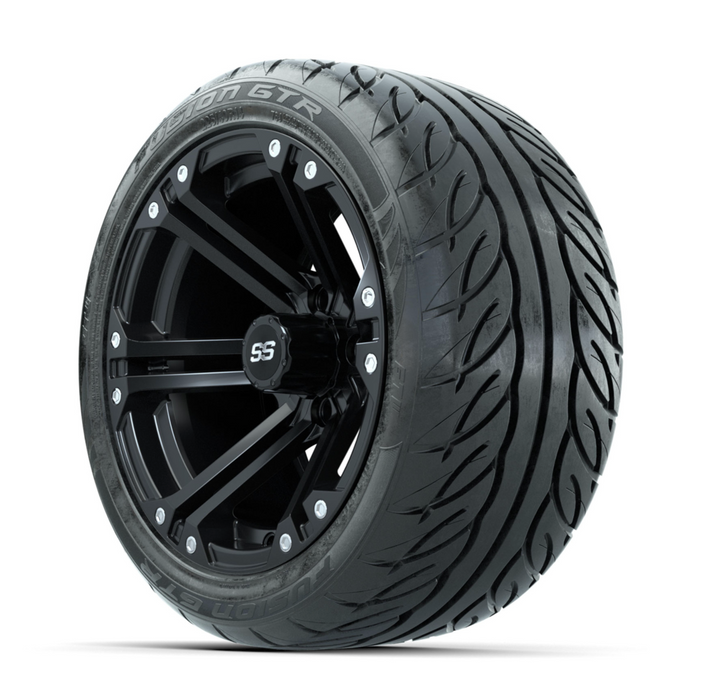 GTW Specter Matte Black 14 in Wheels with 225/40-R14 Fusion GTR Street Tires - Full Set