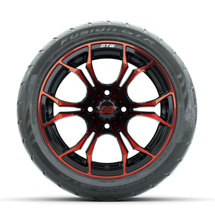 GTW Spyder Red/Black 14 in Wheels with 225/40-R14 Fusion GTR Street Tires - Full Set