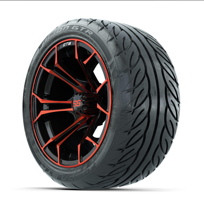 GTW Spyder Red/Black 14 in Wheels with 225/40-R14 Fusion GTR Street Tires - Full Set