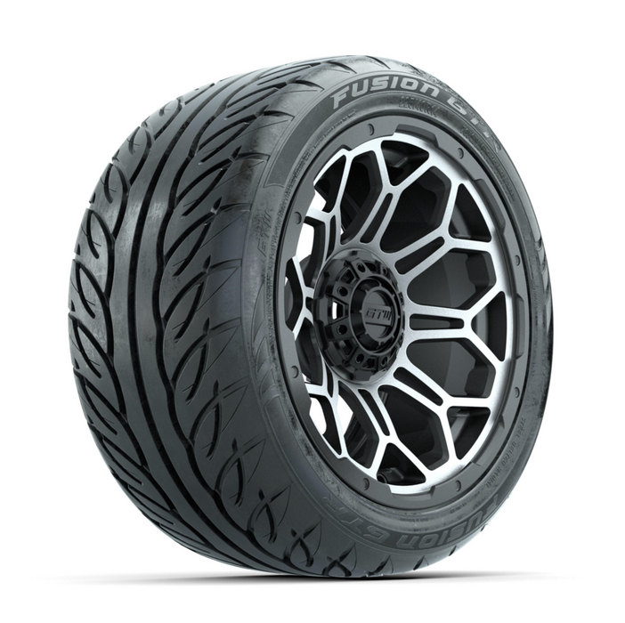 GTW Bravo Machined/Matte Grey 14 in Wheels with 225/40-R14 Fusion GTR Street Tires - Full Set