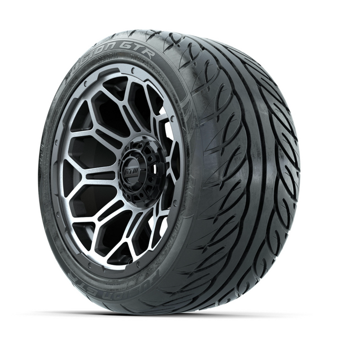 GTW Bravo Machined/Matte Grey 14 in Wheels with 225/40-R14 Fusion GTR Street Tires - Full Set