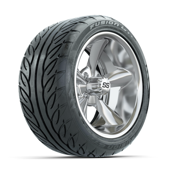 GTW Godfather Chrome 14 in Wheels with 225/40-R14 Fusion GTR Street Tires - Full Set