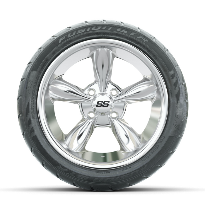 GTW Godfather Chrome 14 in Wheels with 225/40-R14 Fusion GTR Street Tires - Full Set