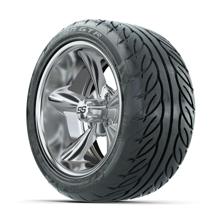 GTW Godfather Chrome 14 in Wheels with 225/40-R14 Fusion GTR Street Tires - Full Set