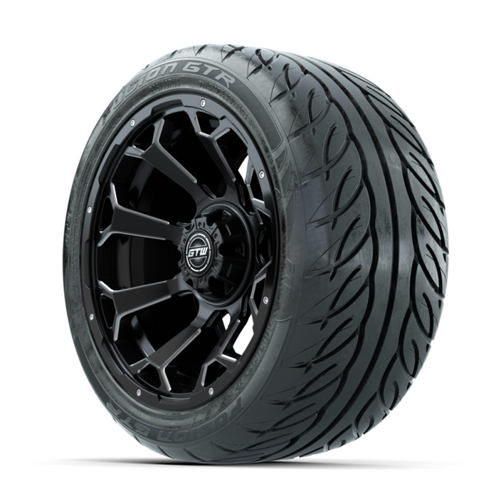 GTW Raven Off-Road Matte Black/Ball Milled 14 in Wheels with 225/40-R14 Fusion GTR Street Tires - Full Set