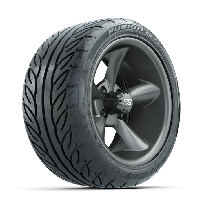 GTW Godfather Matte Grey 14 in Wheels with 225/40-R14 Fusion GTR Street Tires - Full Set