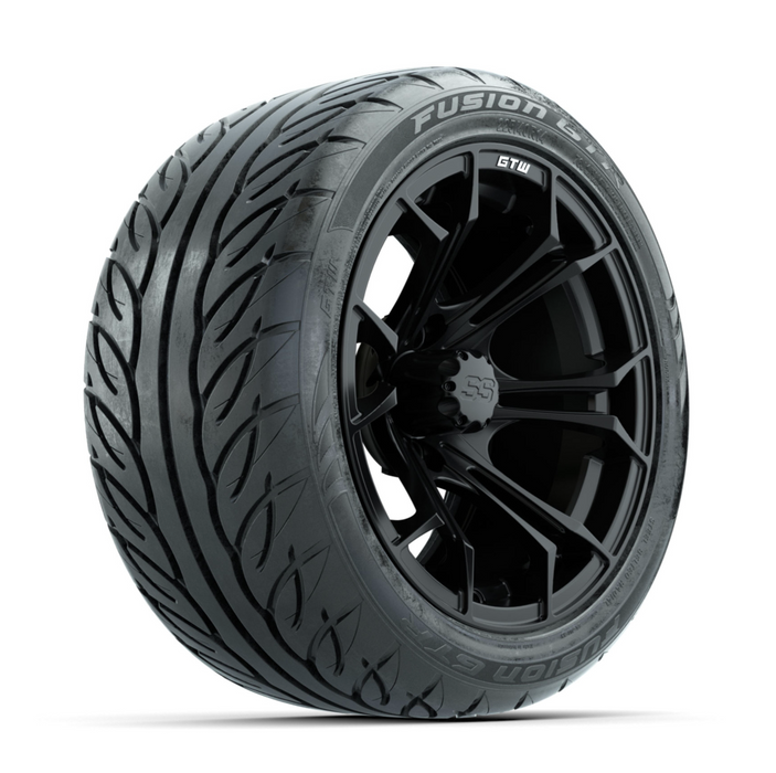 GTW Spyder Matte Black 14 in Wheels with 225/40-R14 Fusion GTR Street Tires - Full Set