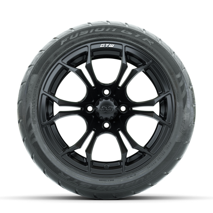 GTW Spyder Matte Black 14 in Wheels with 225/40-R14 Fusion GTR Street Tires - Full Set