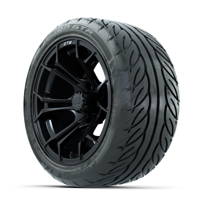 GTW Spyder Matte Black 14 in Wheels with 225/40-R14 Fusion GTR Street Tires - Full Set