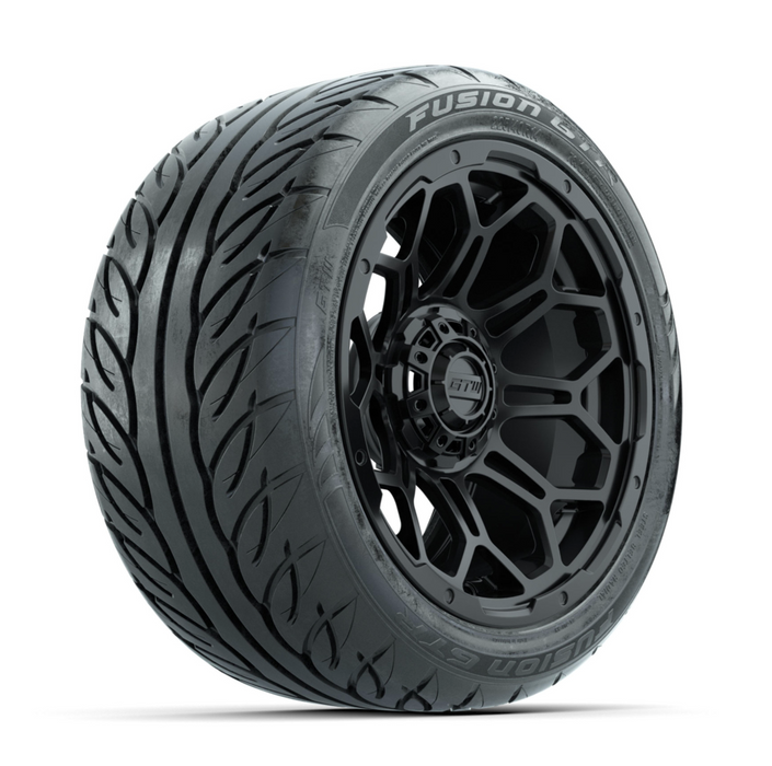 GTW Bravo Matte Black 14 in Wheels with 225/40-R14 Fusion GTR Street Tires - Full Set