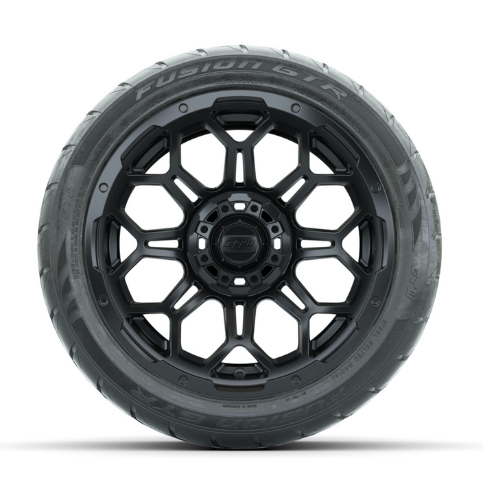 GTW Bravo Matte Black 14 in Wheels with 225/40-R14 Fusion GTR Street Tires - Full Set