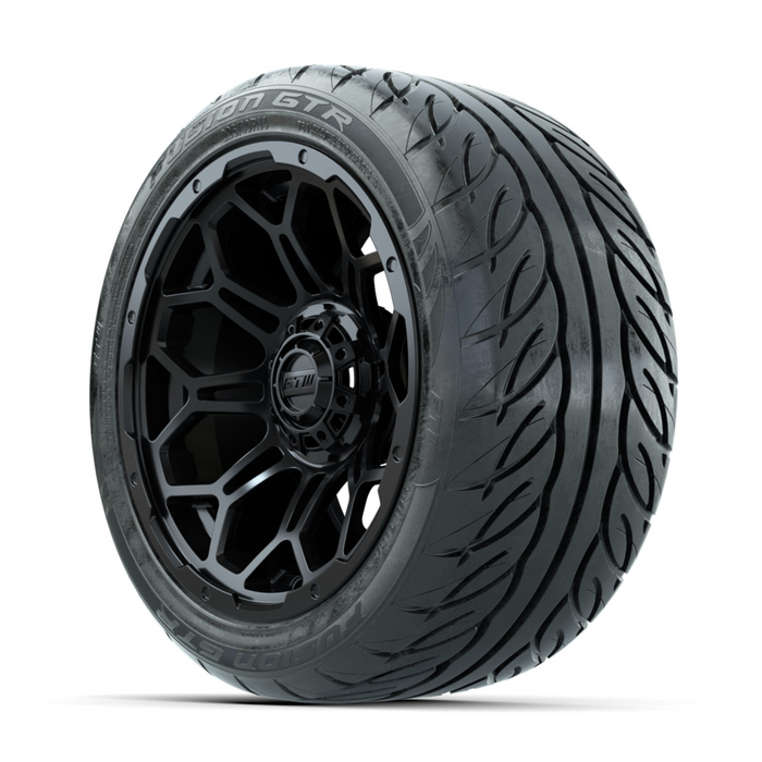 GTW Bravo Matte Black 14 in Wheels with 225/40-R14 Fusion GTR Street Tires - Full Set