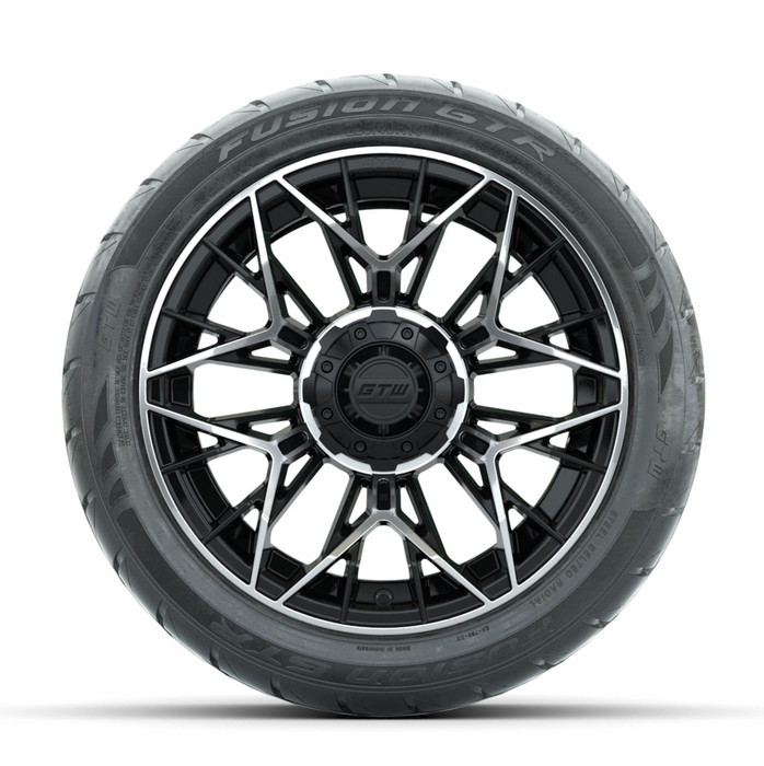 GTW Stellar Machined/Black 14 in Wheels with 225/40-R14 Fusion GTR Street Tires - Full Set