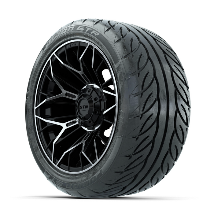GTW Stellar Machined/Black 14 in Wheels with 225/40-R14 Fusion GTR Street Tires - Full Set