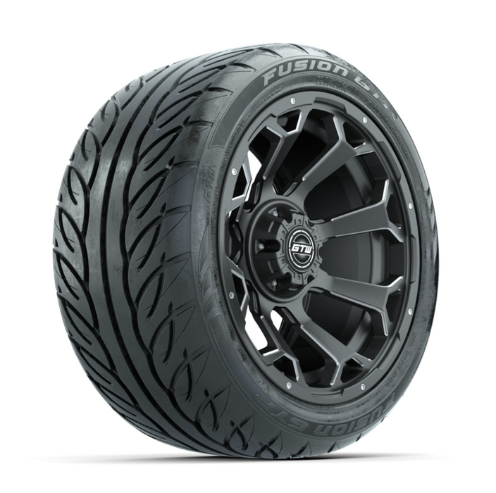 GTW Raven Off-Road Matte Grey 14 in Wheels with 225/40-R14 Fusion GTR Street Tires - Full Set