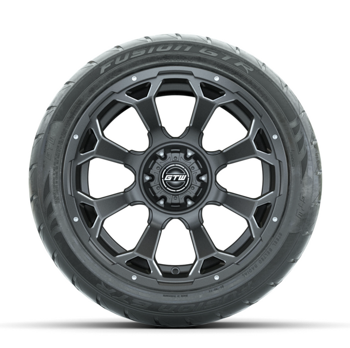 GTW Raven Off-Road Matte Grey 14 in Wheels with 225/40-R14 Fusion GTR Street Tires - Full Set