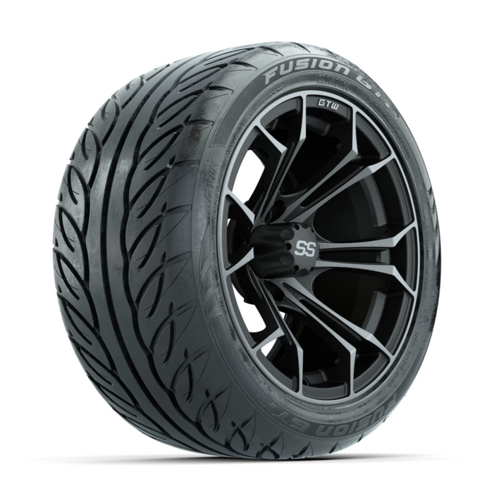 GTW Spyder Matte Grey 14 in Wheels with 225/40-R14 Fusion GTR Street Tires - Full Set