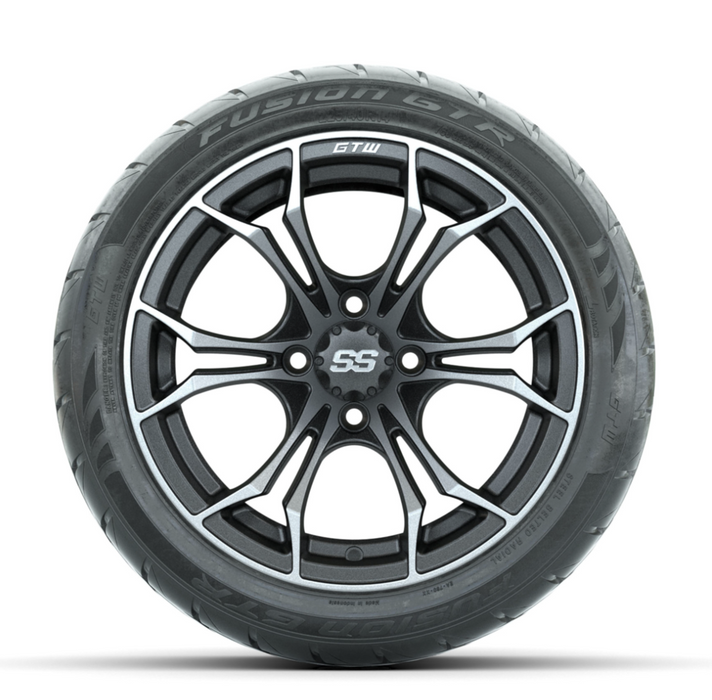 GTW Spyder Matte Grey 14 in Wheels with 225/40-R14 Fusion GTR Street Tires - Full Set