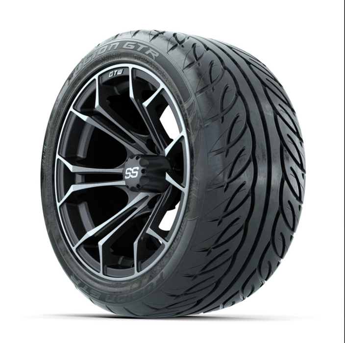 GTW Spyder Matte Grey 14 in Wheels with 225/40-R14 Fusion GTR Street Tires - Full Set