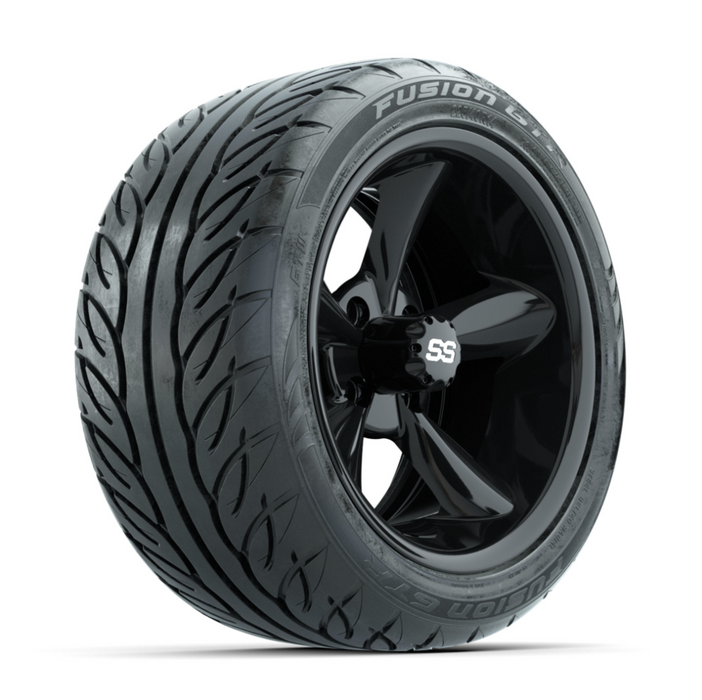 GTW Godfather Black 14 in Wheels with 225/40-R14 Fusion GTR Street Tires - Full Set