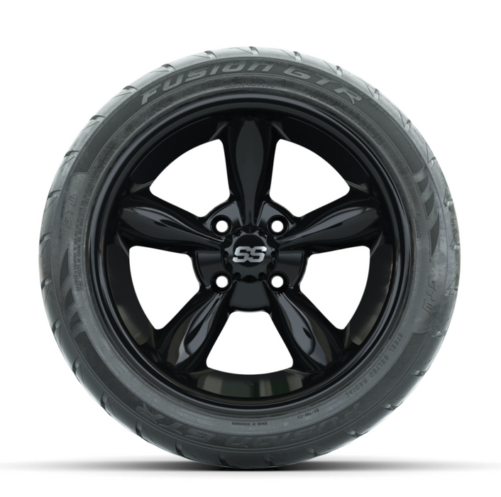 GTW Godfather Black 14 in Wheels with 225/40-R14 Fusion GTR Street Tires - Full Set
