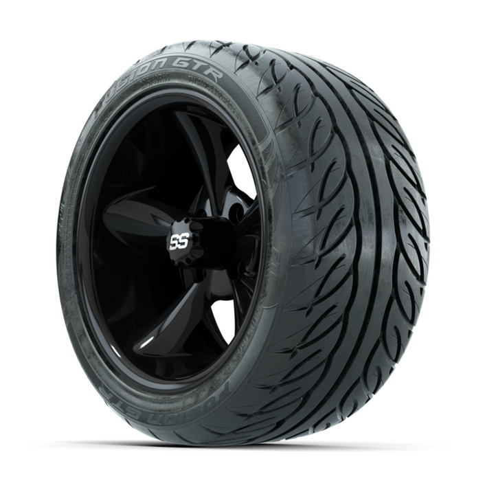 GTW Godfather Black 14 in Wheels with 225/40-R14 Fusion GTR Street Tires - Full Set