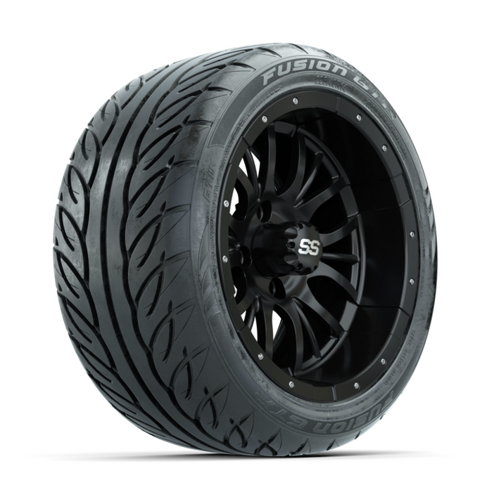 GTW Diesel Matte Black 14 in Wheels with 225/40-R14 Fusion GTR Street Tires - Full Set