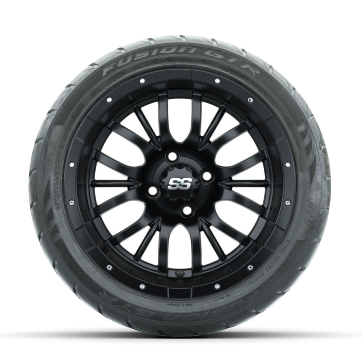 GTW Diesel Matte Black 14 in Wheels with 225/40-R14 Fusion GTR Street Tires - Full Set