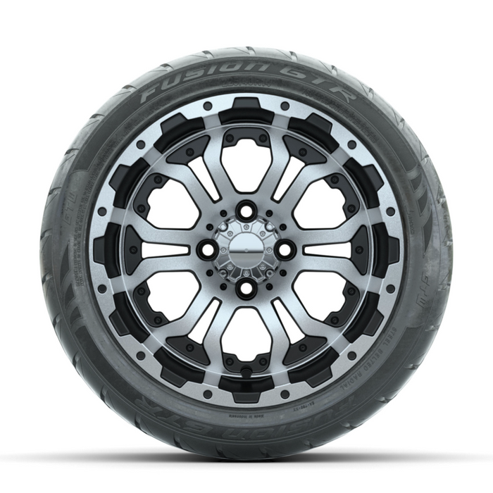 GTW Omega Machined/Black 14 in Wheels with 225/40-R14 Fusion GTR Street Tires - Full Set