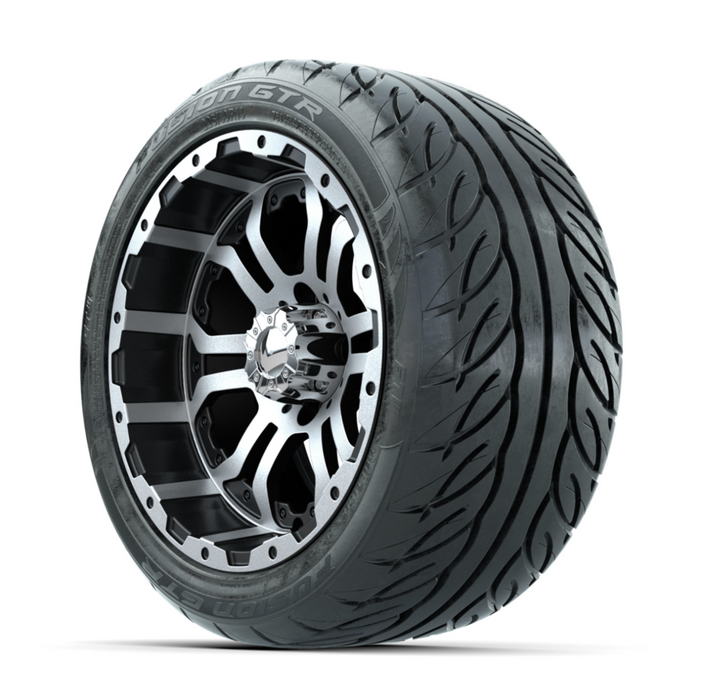 GTW Omega Machined/Black 14 in Wheels with 225/40-R14 Fusion GTR Street Tires - Full Set
