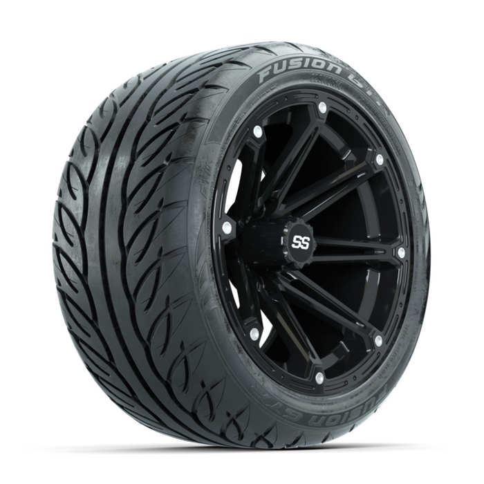GTW Element Black 14 in Wheels with 225/40-R14 Fusion GTR Street Tires - Full Set