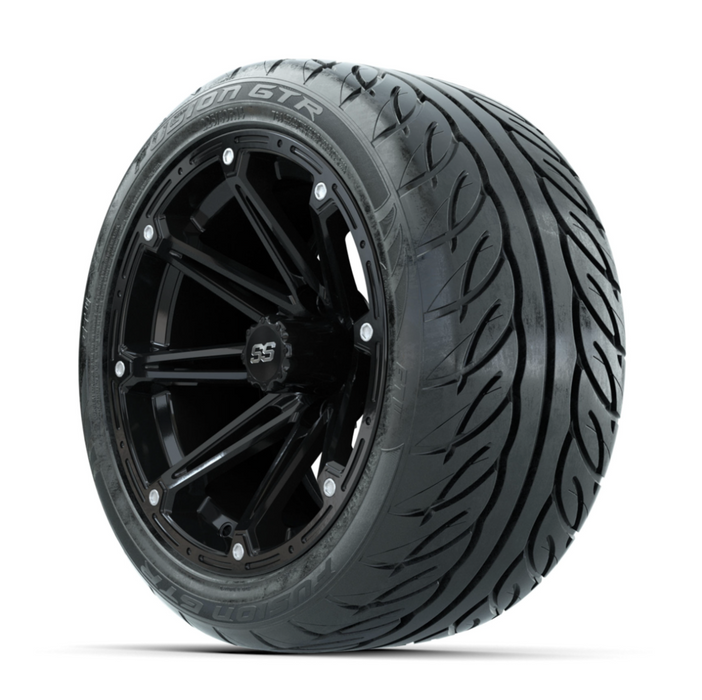 GTW Element Black 14 in Wheels with 225/40-R14 Fusion GTR Street Tires - Full Set