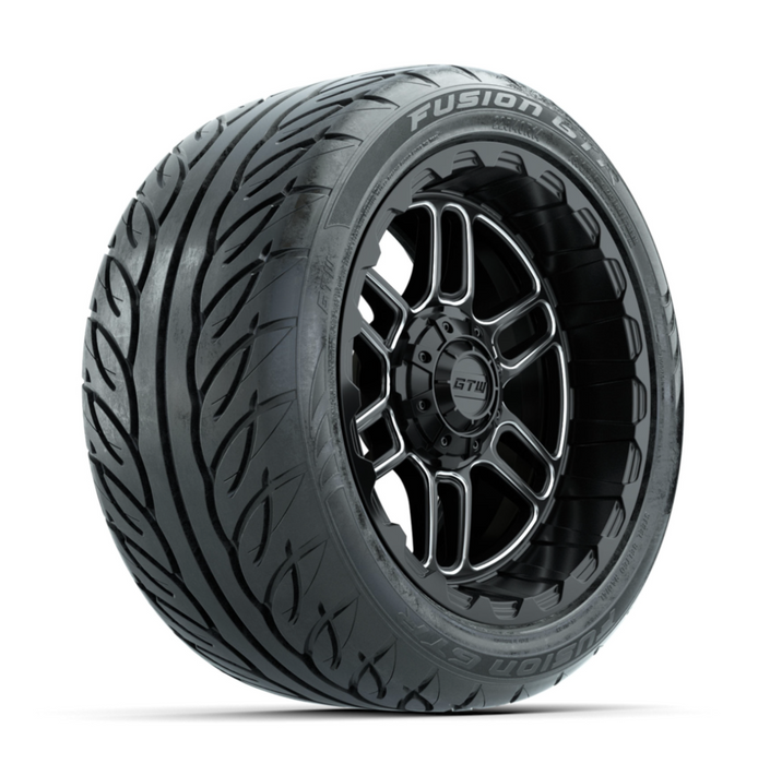 GTW Titan Machined/Black 14 in Wheels with 225/40-R14 Fusion GTR Street Tires - Full Set