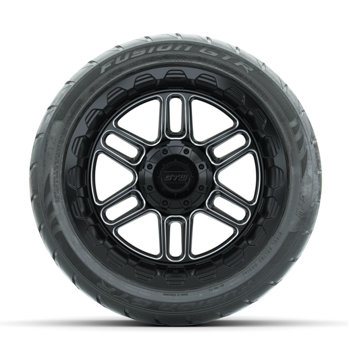 GTW Titan Machined/Black 14 in Wheels with 225/40-R14 Fusion GTR Street Tires - Full Set